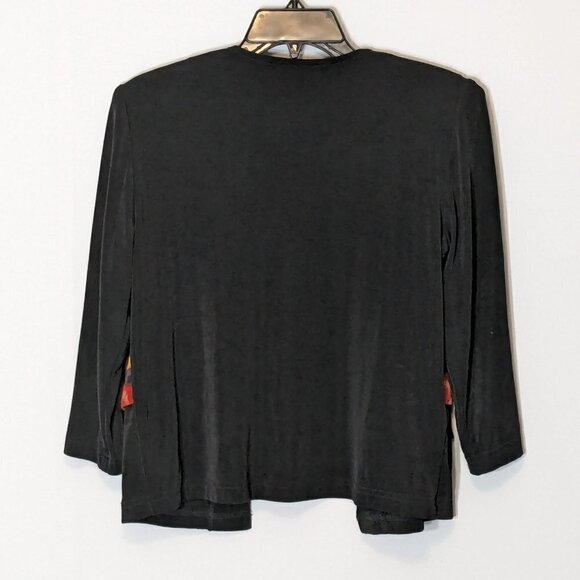 Women's CHRISTINA HOPE Orange, Green, Black Floral Open Top w Bling; Size SP - Picture 3 of 4